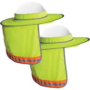 Wolf High-Visibility Orange Reflective Full-Brim Hard Hat Mesh Sun Visor Neck Shade