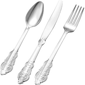 75PCS Gold Plastic Silverware for 25 Guests, Heavy Duty Gold Disposable Utensils Sets, Includes 25 Forks, 25 Spoons, 25 Knives, Elegant Cutlery Perfect for Wedding or Party