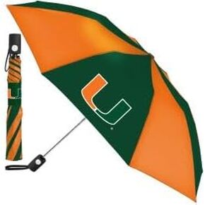 Wincraft NCAA Miami (Florida) University of Auto Folding Umbrella, Black