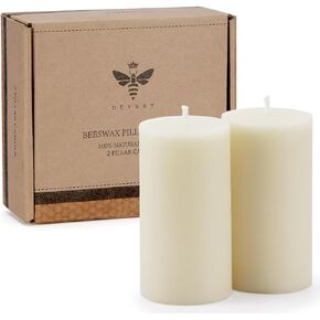 Beeswax Pillar Candles Set of 4, Smokeless Dripless Pure Beeswax Candle Set with Natural Scent for Room Decoration Prayer Party, Long Lasting Burn Time,1.89x3.86 inch,White Raw