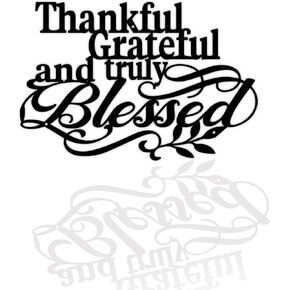 Thankful Grateful Blessed Wall Decor, Blessed Wall Signs Kitchen Decor, Metal Blessed Word Sign, Blessed Wall Signs for Bedroom Living Room Kitchen (Black,12 in)