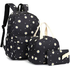 Bee Girls Backpack for School, Kids Elementary School Bag Teens Middle Bookbag Set with Lunch Box Pencil Case