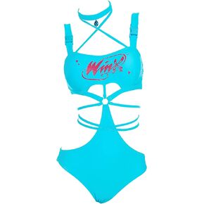 Winx Club Women's Bloom Halter Hollow Tie Closure Design One Piece Swimsuit Bathing Suit