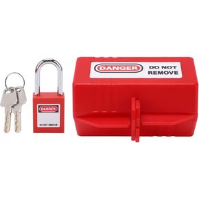 Power Plug Safety Lockout Kit with 38mm 1.5in Long Padlock for Air Conditioner TV, Industry, Automobile, Chemical Industry, Electric Power(Small lock box)