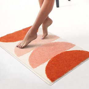 RORA Boho Bathroom Runner Rug 24x48, Long Bathroom Rugs, Large Rug Runner Washable for Bathroom Non Slip,Black and White Bath Mat Water Absorbent