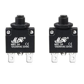 2Pcs 32VDC,AC125-250V Thermal Overload Protector Push Button Reset Circuit Breakers 3A