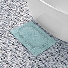 Laura Ashley Reversible Cotton 17 x 24 in. Bath Mat, White