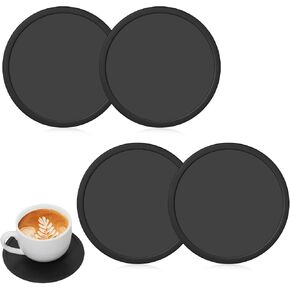 4 Packs Silicone Coasters Non Slip Coasters for Drinks Round Coasters Anti Slip Silicone Coaster Cup Coasters Cup Table Pads Cup Mate Coasters for Drinks Beverage Coffee Tea Coaster(White)