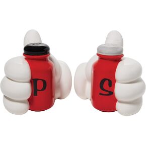 Enesco Disney Ceramics Mickey Mouse Hands Sculpted Salt and Pepper Shaker Set, 3.54 Inch, Multicolor