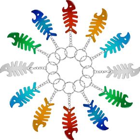 12PCS Fish Bone Keychain Fish Charm Keychain Key Ring Accessories First Birthday Party Favors Fish Bottle Opener Key Chain for Men Women Gadgets Party Favors, 6 Random Colors, 2.6 x 1.1 Inches