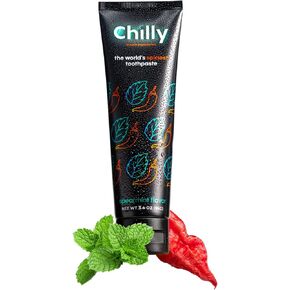 Chilly Toothpaste, Spicy Whitening Toothpaste, Intense Natural Spearmint Flavor + Ghost Pepper Flakes, SLS Free (Pack of 2)