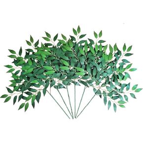 8Pcs Italian Ruscus Greenery Stems 26" Artificial Silk Greenery Leaves for DIY Wedding Arch Bouquet Filler Table Centerpieces Home Indoor Decor