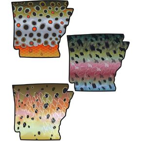 Arkansas 6" Trout Fly Fishing Bumper Sticker Decal Set Waterproof Vinyl Great Gift for Angler Fits Car Truck Boat Jeep Brown Trout Rainbow Trout Cutthroat Trout