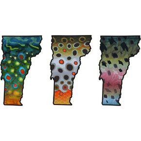 Vermont 6" Trout Fly Fishing Bumper Sticker Decal Set Waterproof Vinyl Great Gift for Angler Truck Jeep Boat Car Brown Trout Rainbow Trout Brook Trout