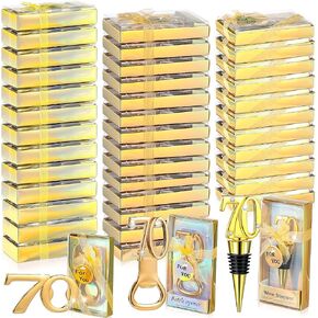 Hushee 30 Pcs Birthday Party Bottle Openers Wine Stoppers for Birthday Party Favors Anniversary Wedding Souvenirs Gifts Decorations with Individual Wrap for Guests (50th)