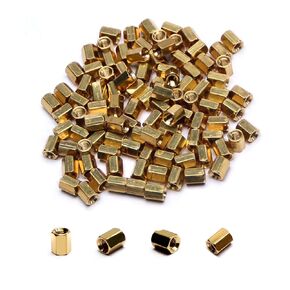 MroMax Hex Coupling Nuts M3 x 10mm Brass Metric Long Rod Nuts 100Pcs