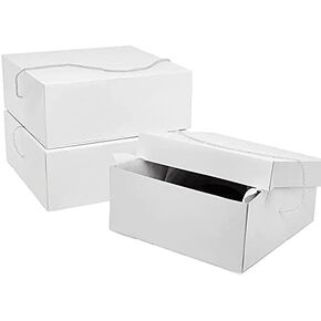 Paper Mart White Hat Boxes, 14 x 14 x 7 Inches, Pack of 25, Large Gift Boxes With Lids for Presents or Christmas Wreaths