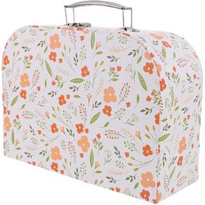 Zerodeko Paperboard Suitcase, Decorative Storage Box with Handle, Flower Patterned Cardboard Case with Lid, Kids Toys Organizer Box Handheld Storage Box Box