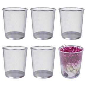 Rocutus Trash Can,6 Pack Kitchen Trash Can 4 Gallon Trash Can Small Trash Can,Metal Wire Mesh Waste Basket Trash Bin Small Garbage Can for Office, Home Office Accessories, Kitchen