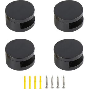 Gold Round Mirror Glass Clips Clamps 24mm Wall-Mounted Mirrors Holder Upgraded Mirror Glass Hanging Bracket Frameless Mirror Hanging Kit Mirror Hanging Hardware for 5-12mm Thick Mirror, 4 Pcs