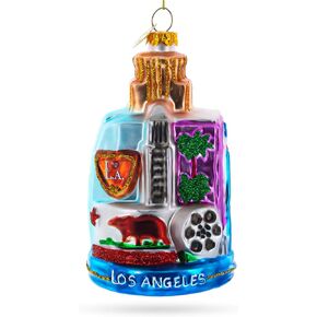 Los Angeles Attractions - Blown Glass Christmas Ornament
