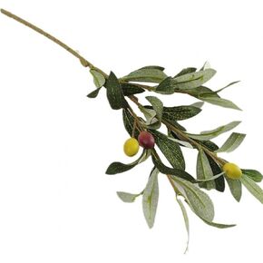 5pcs Artificial Olive Branches for Vases Decoration Plants, Faux Fake Olive Branch Stems for Home Office ndoor Outside DIY-Wreath Craft Decor(Green)