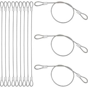 12 Pcs Steel Cable with Loops, Stainless Security Cable Safety Cable Wire Cable Steel Chain Security Chains for Outdoor Gate Luggage Lock, 2mm Thickness 12 Inch Length