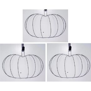 (Set of3) HT 3D Metal Pumpkin Wreath Form-Frame, Halloween-Craft-Projects, Wire Wreath-Frame-Form, Pumpkin-Wreath-Form13x17.625-in.-Bonus-Items-Halloween-Colors-Metallic-Chenille-Stems
