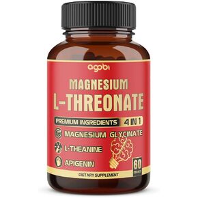 عبوتان - 50 كبسولة - 1500 ملغ من كبسولات مغنيسيوم إل-ثريونات، وجليسينات المغنيسيوم، وإل-ثيانين، وأبيجينين - خالية من الغلوتين، وغير معدلة وراثيًا in Kuwait