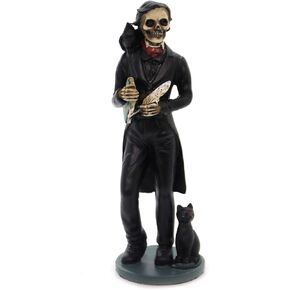 YTC 5.5 Inch Skeledgar Allan Poe Skeleton Figurine with Book, Black