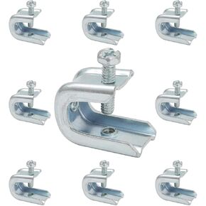 Heavy Duty 1/4"-20 Pressed Beam Clamp for Threaded Wire Ring, Zinc Plated Steel Beam Clamp for 1/2 inch Flange, 1/4-20 Thread Rod, 50 Pieces