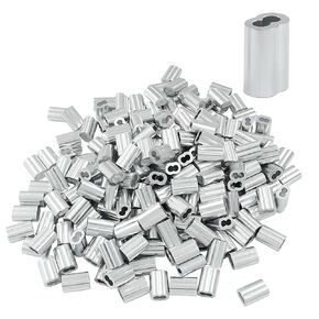 Murtenze 120Pcs 1/8" Wire Rope Sleeve, Aluminum Cable Crimp Sleeves, Crimping Loop Sleeve for Cable and Wire Rope Crimp Double Barrel Crimp Sleeves(M3-1/8")