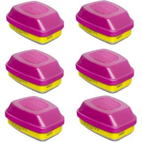 3 Pair 60923 Respirator Cartridges, Respirator Filter Against Organic Vapors, Acid Gases, Particulates Used with 6000, 7000 Series Respirators (3 Pair Filter)