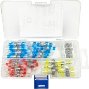 300PCS Solder Seal Wire Connectors Kit,26-10 Gauge Marine Grade Heat Shrink Wire Connectors,Waterproof Butt Connectors,Butt Splice Eletrical Wire Connectors Kit(4Colors/4Sizes)