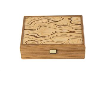 Wooden Storage Box for Standard Size Chess Pieces - Natural Olive Wood