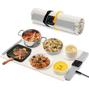 Silicone Electric Warming Tray for Food: Foldable Roll up Food Warmers for Parties Buffet with 5 Temperature Settings - Portable Fast Heating Mat for Restaurants, Home Everyday Use
