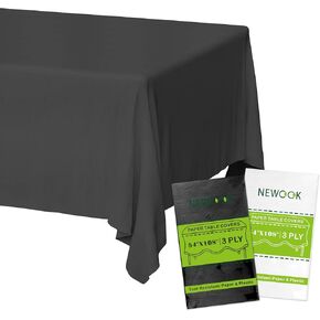 White Paper Tablecloths Disposable for Rectangle Tables 12 Pack,3 Ply Paper & Plastic Quality Table Cloth for Parties,54 x 108 Inch Birthday Table Cover Outdoor Wedding Banquet Tablecover