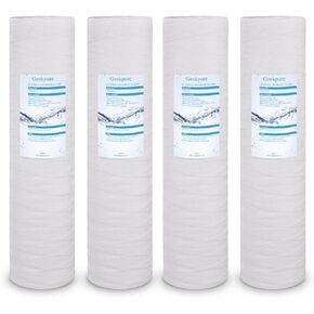 Geekpure Whole House String Wound PP Sediment Replacement Filter Cartridge-4.5" x 20"-5 Micron- Pack 4