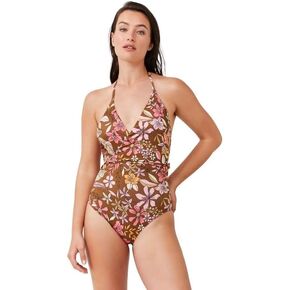 Gottex Women's Luma Resort Flower Wrap Halter Surplice One Piece Swimsuit