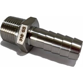 316 الفولاذ المقاوم للصدأ 3/8 بوصة NPT ذكر إلى 3/8 بوصة محول بارب - خيط سداسي مستدق للهواء أو السائل أو الماء أو الزيت أو التركيب الهيدروليكي - خرطوم أداة الهواء الصناعية أو وصلات الأنابيب 316SS in Kuwait