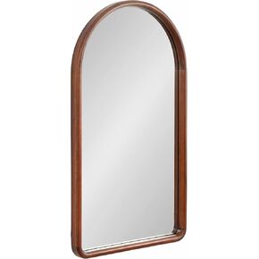 Kate and Laurel Talma Tall Arched Wall Mirror, 20 x 36, Dark Walnut, Transitional Arch Mirror with Solid Poplar Wood Frame and Rounded Frame Profile