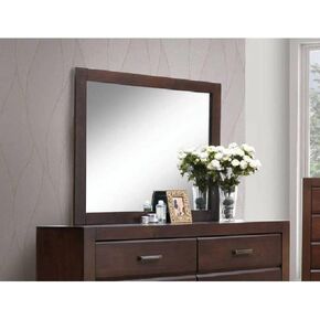 Acme Oberreit Wood Frame Bedroom Mirror in Walnut