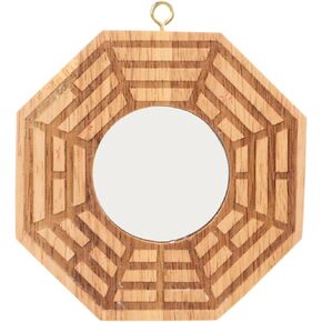 Bagua Mirror Feng Shui, 10cm Fine Workmanship Suspension Wooden Chinese Traditional Feng Shui Ba Gua Mirror Pakua for Protection Bring Good Business Luck