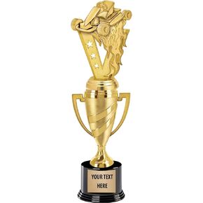 Crown Awards Go Kart Trophy, 14" Gold Cup Go Kart Trophies, Enter Your Own Engraving Prime