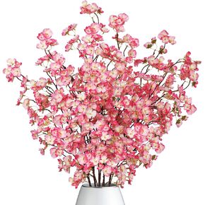 Dremisland 4 Pack Artificial Cherry Blossom Flowers 39.3in Cherry Blossom Branches Silk Flowers Cherry Blossom Decor Faux Flower Vase Arrangements for Wedding Party Home Spring Decor (White Pink)