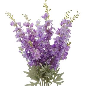 6pcs Artificial Delphinium Flowers White Silk Larkspur Flowers Faux Snapdragon Long Stem Fake Plant Spray Arrangement for Home Office Garden Wedding Table Vase Decor (White)