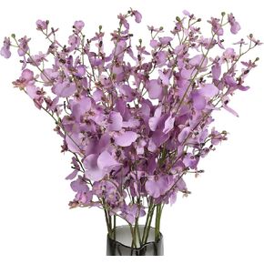 Artificial Orchids Silk Flowers,10 PCS (Each 37'') White Orchids Artificial Flowers Fake Orchid Long Stem Artificial Flowers Fake Silk Flowers for Indoor Outdoor Wedding Home Office Decoration(White)