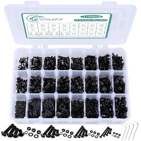 447PCS Metric Nuts and Bolts Assortment Kit - M6 M8 Screws Assortment, Assorted Machine Screws Nuts Washers with Hex Wrenches, Grade 10.9 Alloy Steel Black Oxide Button Head Hex Socket Cap Screw Set