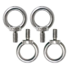 3/8" UNC Lifting Shoulder Eye Bolts, Marine Grade 316 Stainless Steel Threaded Nut Fastener, 4 Packs