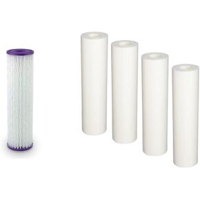 CFS – 1 Pack Water Filter Cartridge Compatible with EQ-PFC.35 Model & 4 Pack Sediment Pre-Filters compatible with EQ-304 Model – Whole House Replacement Water Filter System, White